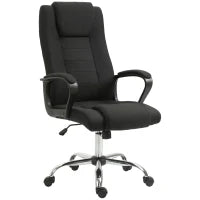 Sedia da Ufficio Ergonomica, Basculante e Imbottita con Altezza Regolabile, 62x76x110-119 cm, Nero