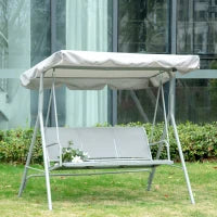 Dondolo da Giardino a 3 Posti con Tetto in Metallo, 170 x 110 x 153 cm, Grigio e Argento