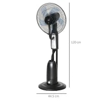 Ventilatore Nebulizzatore e Deumidificatore Oscillante 70° con 3 Modalità, Telecomando e Timer 7.5h, Tanica 2.8L, 90W, Ф44.5cm x 120cm