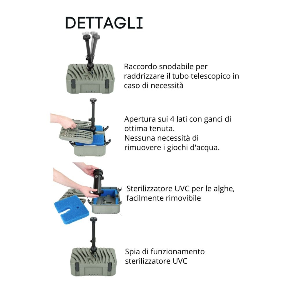 Sicce filtro interno filtrapond 2500 con pompa giochi e uvc da 9 watt