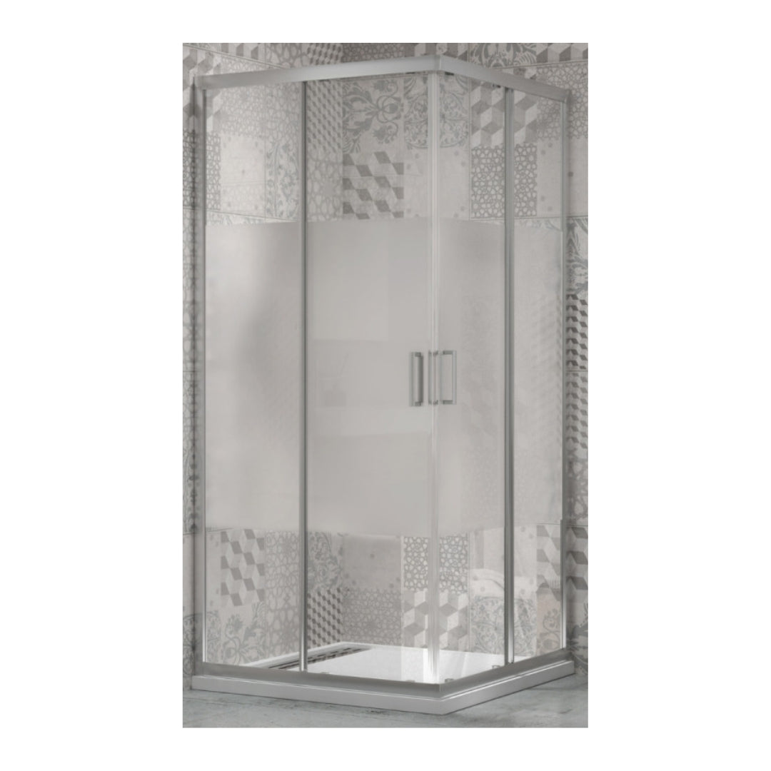 Box doccia angolare con ante scorrevoli profilo cromato 4 millimetri acidato serigrafato *** misure 70x90x190h cm reg...