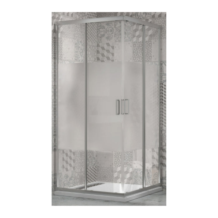 Box doccia angolare con ante scorrevoli profilo cromato 4 millimetri acidato serigrafato *** misure 70x70x190h cm reg...