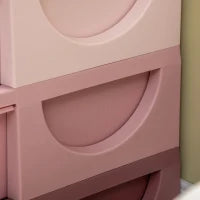 Cassettiera 6 Cassetti per Bambini 3-6 Anni con Bordi Arrotondati, in PP Rosa, 75x37x56.5 cm