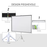 Schermo di Proiezione 100 Pollici con Treppiedi Formato 4:3