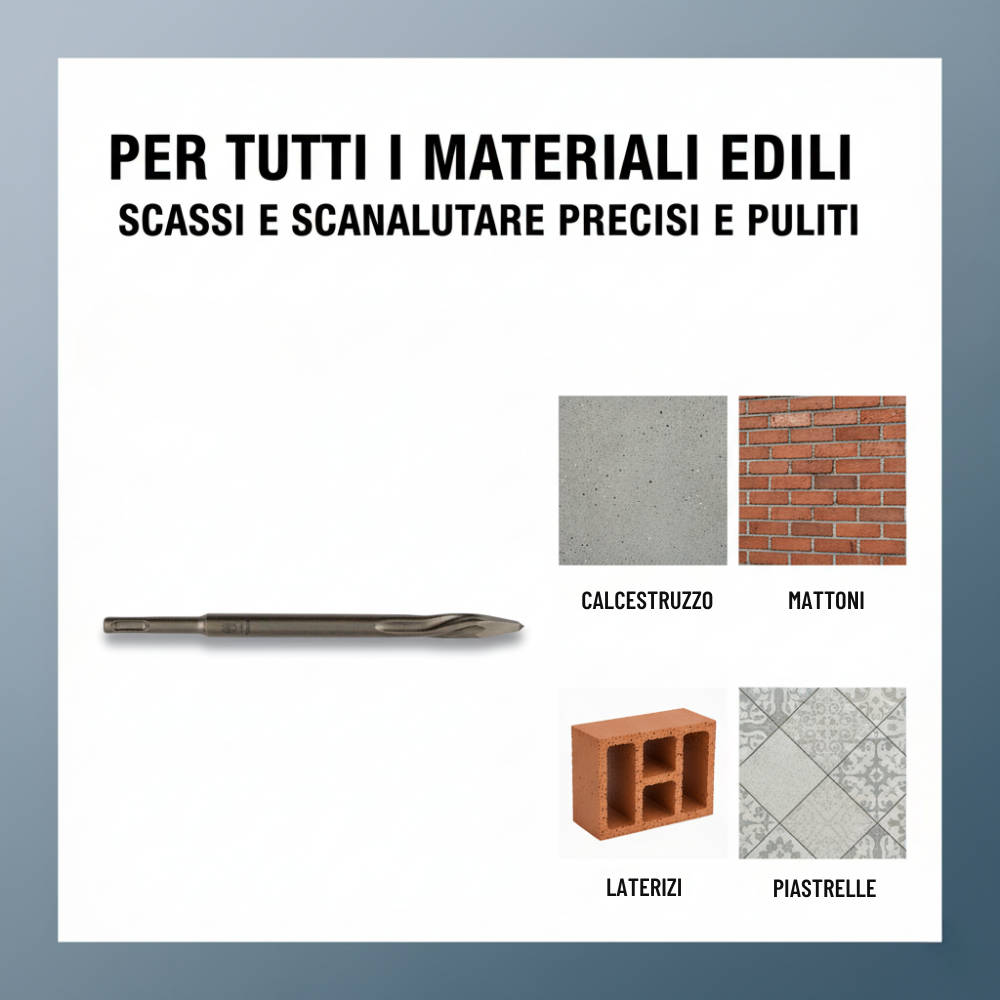 Scalpello a punta sds plus 250 mm per materiali edili alta prestazione