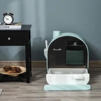 Lettiera per Gatti Chiusa con Filtri, Paletta e Vassoio, Struttura in PP, 43x44x47cm, Verde