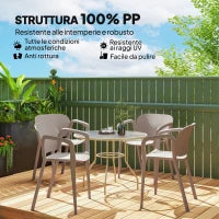 Set 4 Sedie da Giardino Impilabili in Plastica Moderne con Braccioli 60x56x75 cm, Grigio