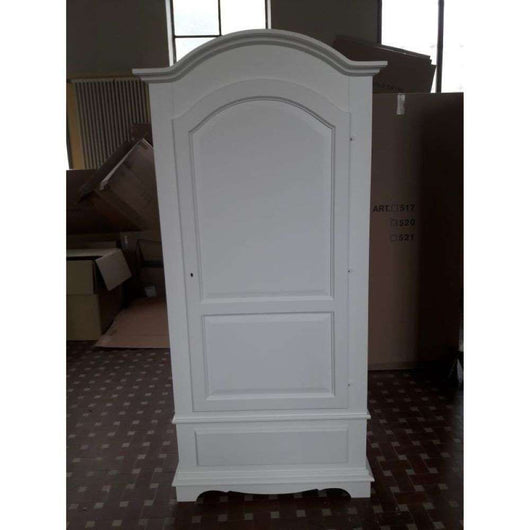 Armadio appendiabiti con bastone 1 anta 1 cassetto arte povera in legno massello e mdf con rifinitura in bianco 96x56x196 H