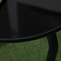 Set da Giardino a 3 Pezzi per 2 Persone con 2 Poltrone e 1 Tavolino Rotondo, Metallo, Nero e Beige