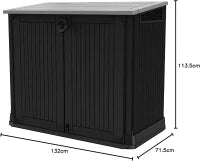 Porta Attrezzi da Giardino Store-It-Out Midi, 880L, Effetto Legno, Nero, 132x71,5x113,5H cm