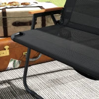 Sedia da Campeggio Doppia 2 Posti Pieghevole in Acciaio e Tessuto Oxford, 108x65x73cm, Nero