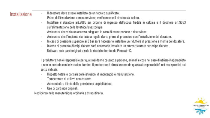 Dosatore Polifosfati anticalcare anticorrosivo da 1/2" con cristalli