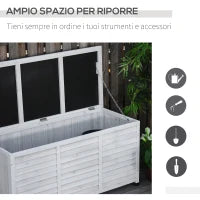 Panca Contenitore in Legno di Abete, Cassapanca da Esterno con Piedini Antiscivolo 127x56x60cm, Bianco