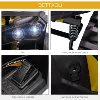 Quad per Bambini Elettrico 12V con Fari e Batteria Ricaricabile, Età 3-5 Anni, 100x65x73cm, Giallo