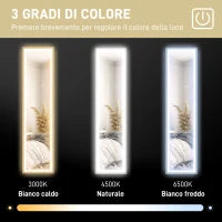 Specchio Illuminato con Luci LED Regolabili e Pulsante Touch, in Vetro e MDF, 40x5x160 cm, Grigio