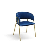 PAZZO DESIGN Sedia Penelope Blu set da 2 sedie in velluto e gambe in metallo