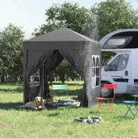 Tenda Garage Pieghevole con 4 Pareti Rimovibili, 2 finestre, Telaio in Metallo, 2 x 2m, Nero