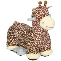Giraffa cavalcabile, alimentazione a batteria, rivestimento lavabile, pedali, ruote silenziose, musica, 1,5-5 anni, Marrone