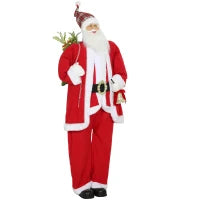 Babbo Natale in piedi, alto 1,6 m, con regalo, campanelli di Natale e Funzione sonora