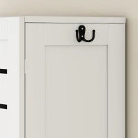 Mobile Sopra WC con Armadietto a 2 Ante e Ripiano Aperto, in Legno Bianco, 67x31.5x190 cm