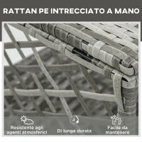 Mobili da Giardino Set 2 Pz in Rattan Chaise Longue e Tavolino da Caffè