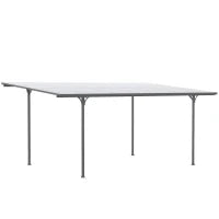 Pergola rigida in alluminio e policarbonato, padiglione da giardino e carport 500 x 299 x 195/223 cm grigio