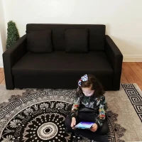 Divano Letto 2 Posti con Spazio Portaoggetti per Soggiorno e Camera, in Policotone e Gommapiuma, Grigio