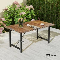 Tavolo da Giardino 160x90 cm in Legno di Acacia e Acciaio con Piano a Doghe, Teak