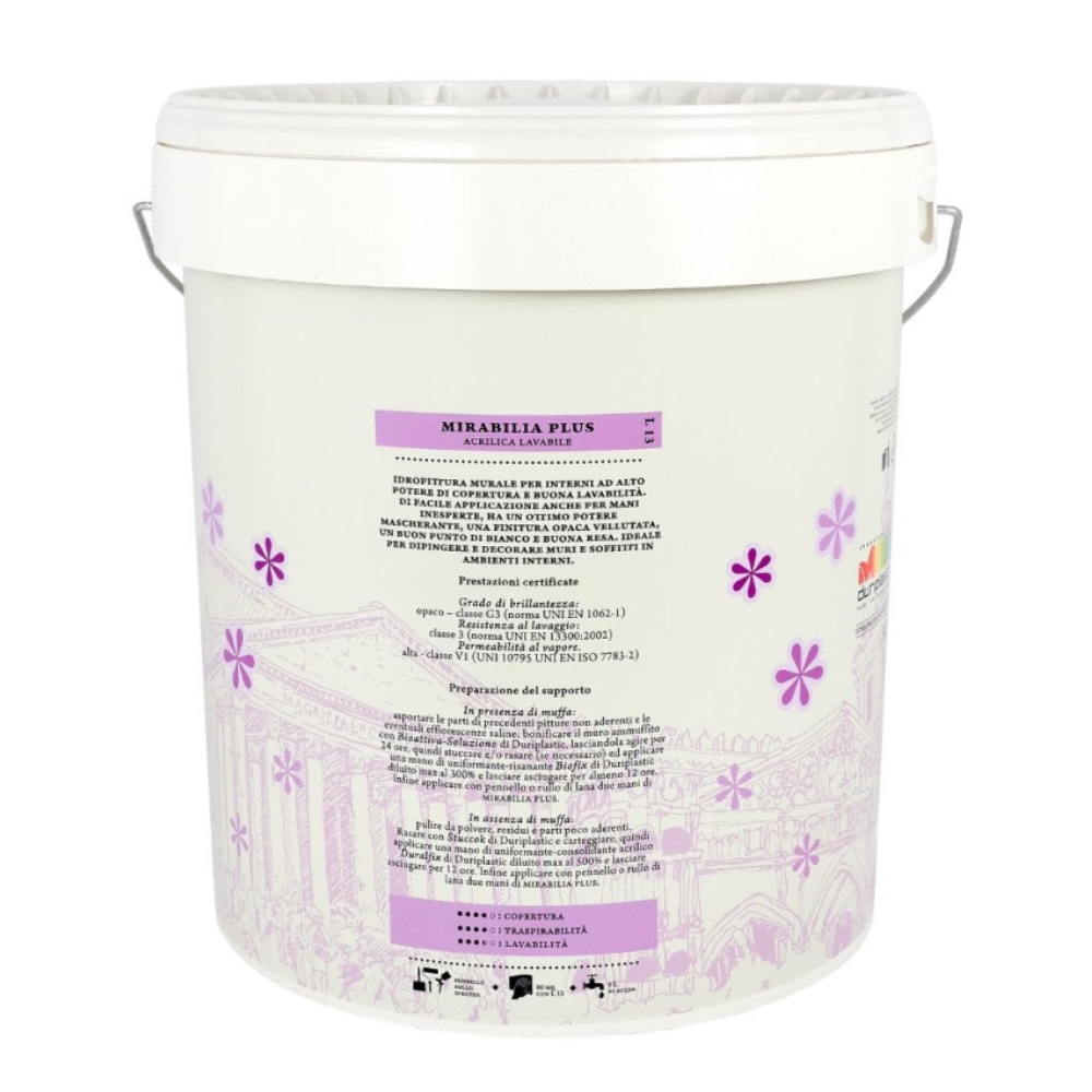 Mirabilia plus idropittura acrilica lavabile per interni *** formato 4 lt, confezione 1
