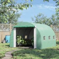 Serra a Tunnel 3x3x2m con Porta e 6 Finestre, Doppia Copertura in PE e Struttura in Acciaio
