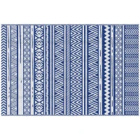 Tappeto per Esterno 182x274 cm Pieghevole e Reversibile, in Polipropilene Blu e Bianco