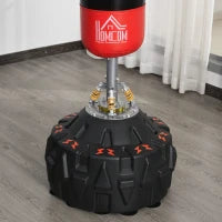 Sacco da Boxe da Terra Adulti, 180 cm Sacco Boxe da Terra con 10 Ventose, Sacchi da Kickboxing per Muay Thai MMA Allenamento Fitness, per Casa Palestra Home Gym, Nero e Rosso