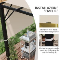 Copertura per Gazebo Pergola 3x3 m in Poliestere con Tasche e Cinghie, 488x122 cm, color Kaki