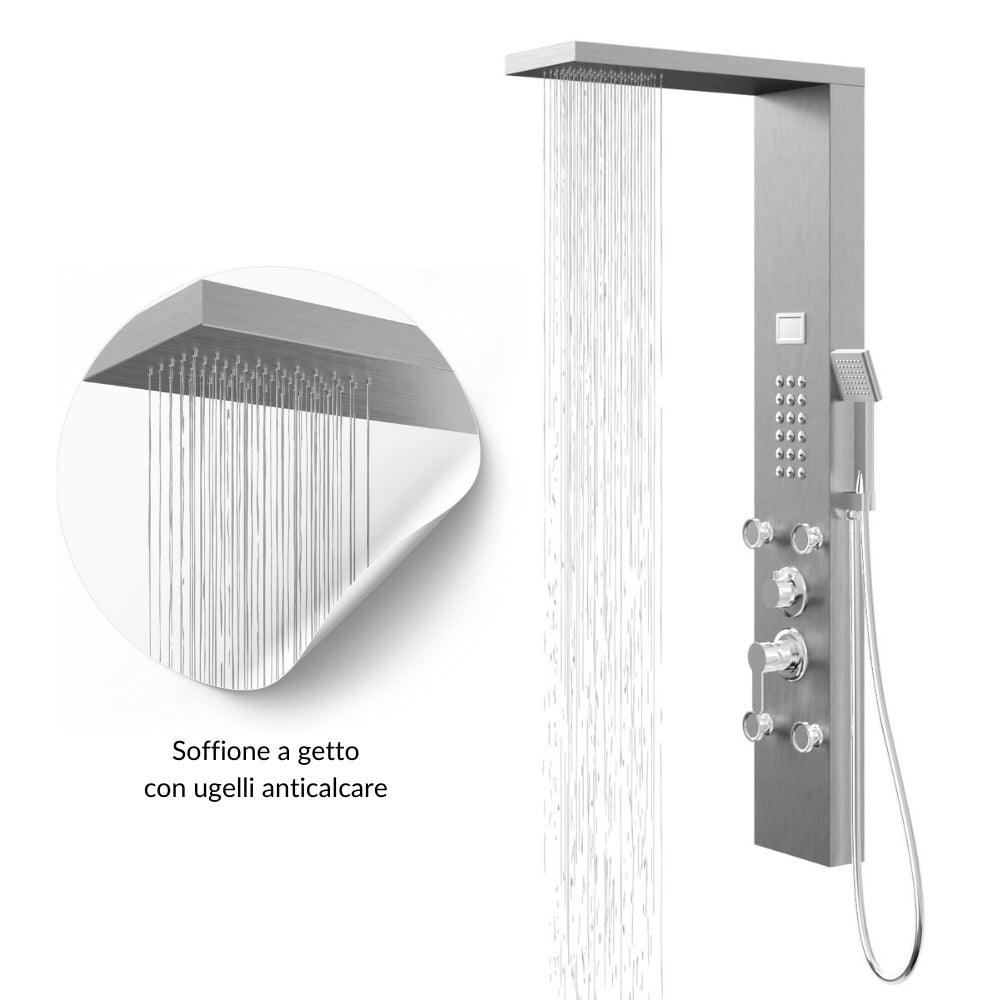 Colonna pannello doccia chester-1 spazzolata acciaio 4 funzioni display temperatura