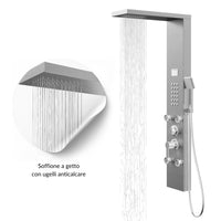 Colonna pannello doccia chester-1 spazzolata acciaio 4 funzioni display temperatura