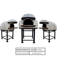 Forno legna artigianale mosaico linea vietri diametro 130 cm con base ferro
