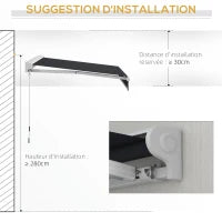 Tenda da Sole Retrattile Elettrica e Manuale 95L x 250l m, Telecomando Incluso, Alluminio, Poliestere ad Alta densità, Grigio