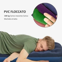 Letto Gonfiabile Singolo con Pompa Manuale Inclusa, 73x191x22 cm, Blu