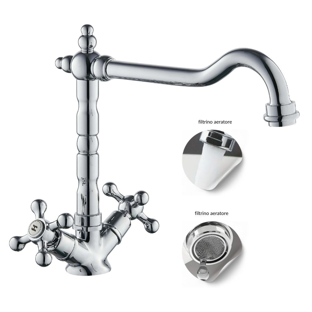 Rubinetto monoforo ottone cucina england two cromato erogazione orientabile *** confezione 1