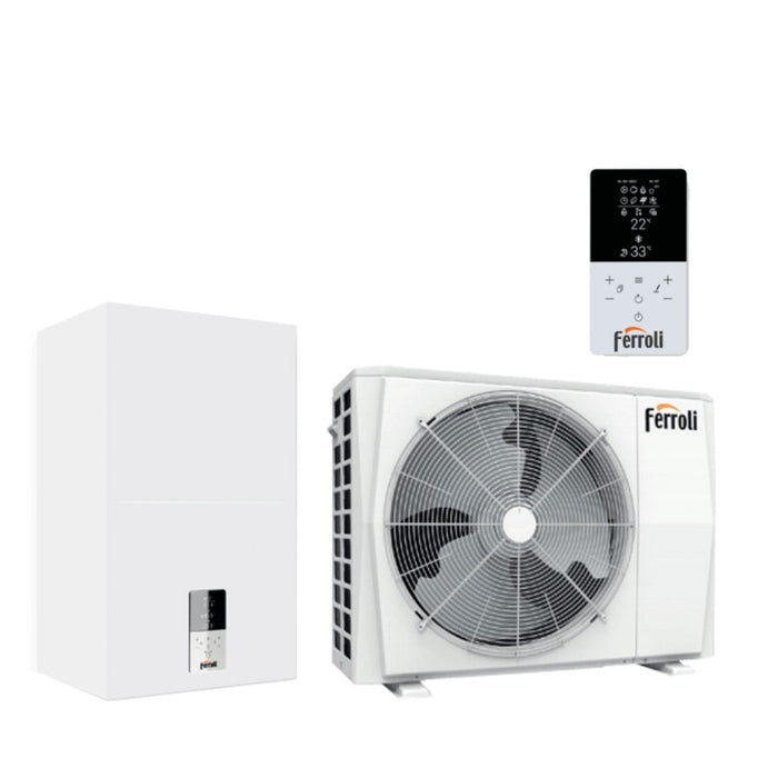 Pompa Di Calore Ibrida Aria/Acqua Ferroli Omnia S Hybrid 3.2 C 8 kW per installazione splittata con produzione sanitaria istantanea comando incluso a bordo macchina