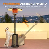 Riscaldatore da Esterno con Spegnimento Automatico e Rotelle, 82x82x223 cm, Marrone Scuro