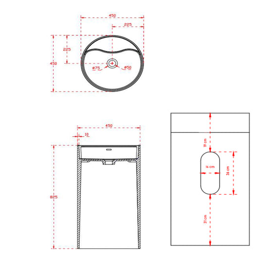 Lavabo monoforo free standing klaus plus artificial stone bianco opaco matt *** confezione 1