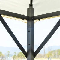Gazebo da Giardino 3x3m in Metallo con Doppio Tettuccio, Bianco e Crema