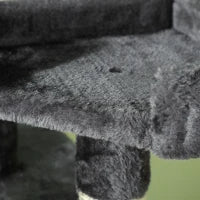 Albero Tiragraffi per Gatti con 3 Posatoi, 2 Casette e Giochi Appesi, in Legno e Peluche, 49x49x173 cm, Grigio