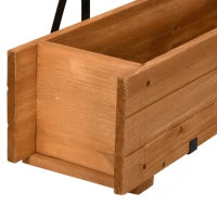 Fioriera Rettangolare in Legno, Letto per Orto da Appendere con 2 Ganci, 91 x 18 x 16.5 cm, Marrone