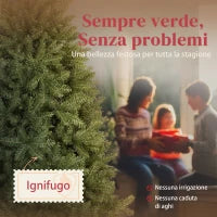 Albero di Natale Artificiale da 180 cm con Rami a Cerniera e Base in Metallo Pieghevole, Verde