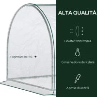 Oustunny Serra da Giardino con Porte Anteriori a Cerniera, in Acciaio e PVC, 250x100x80 cm