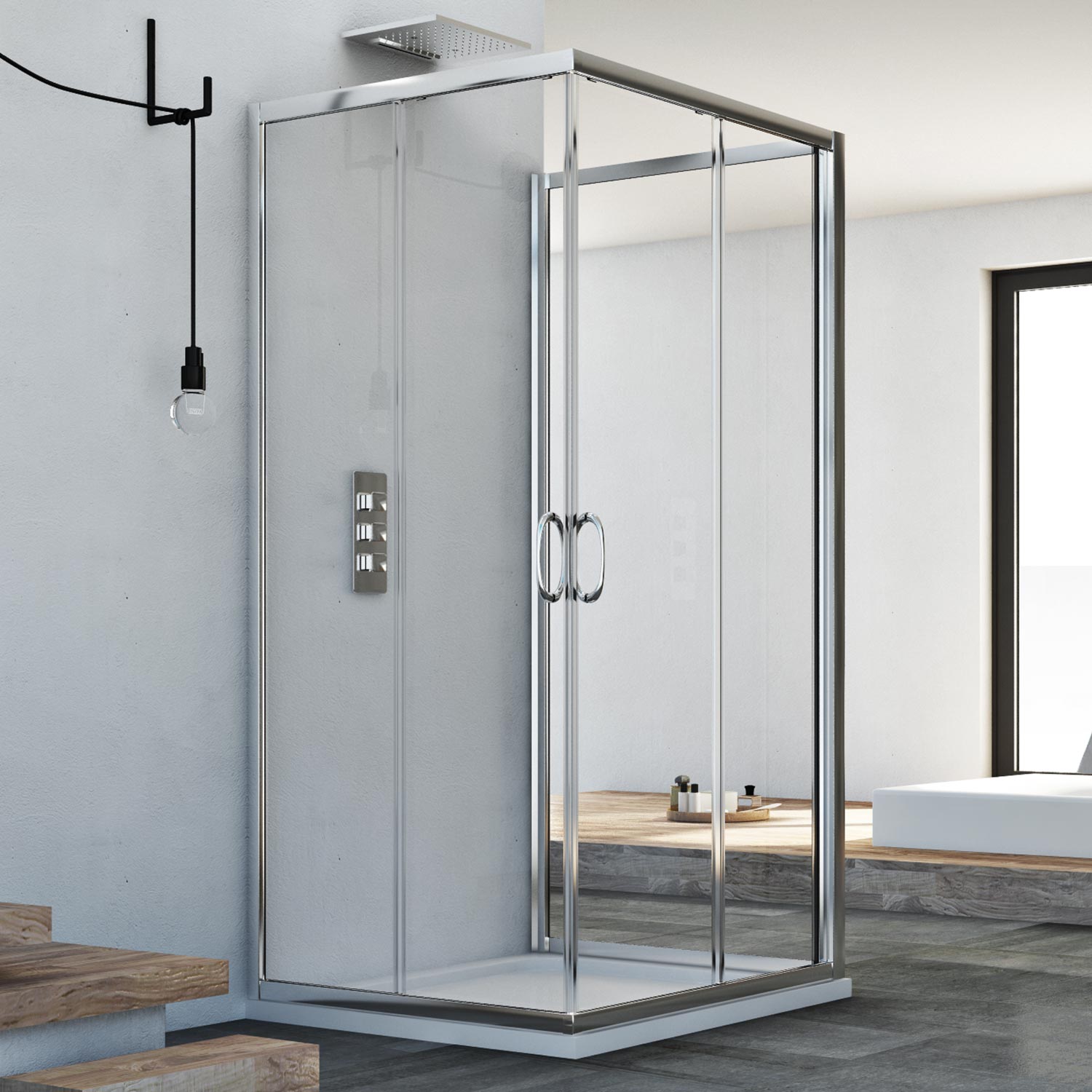 Box Doccia 3 lati 70x70x70 CM H185 trasparente mod. Junior Trio