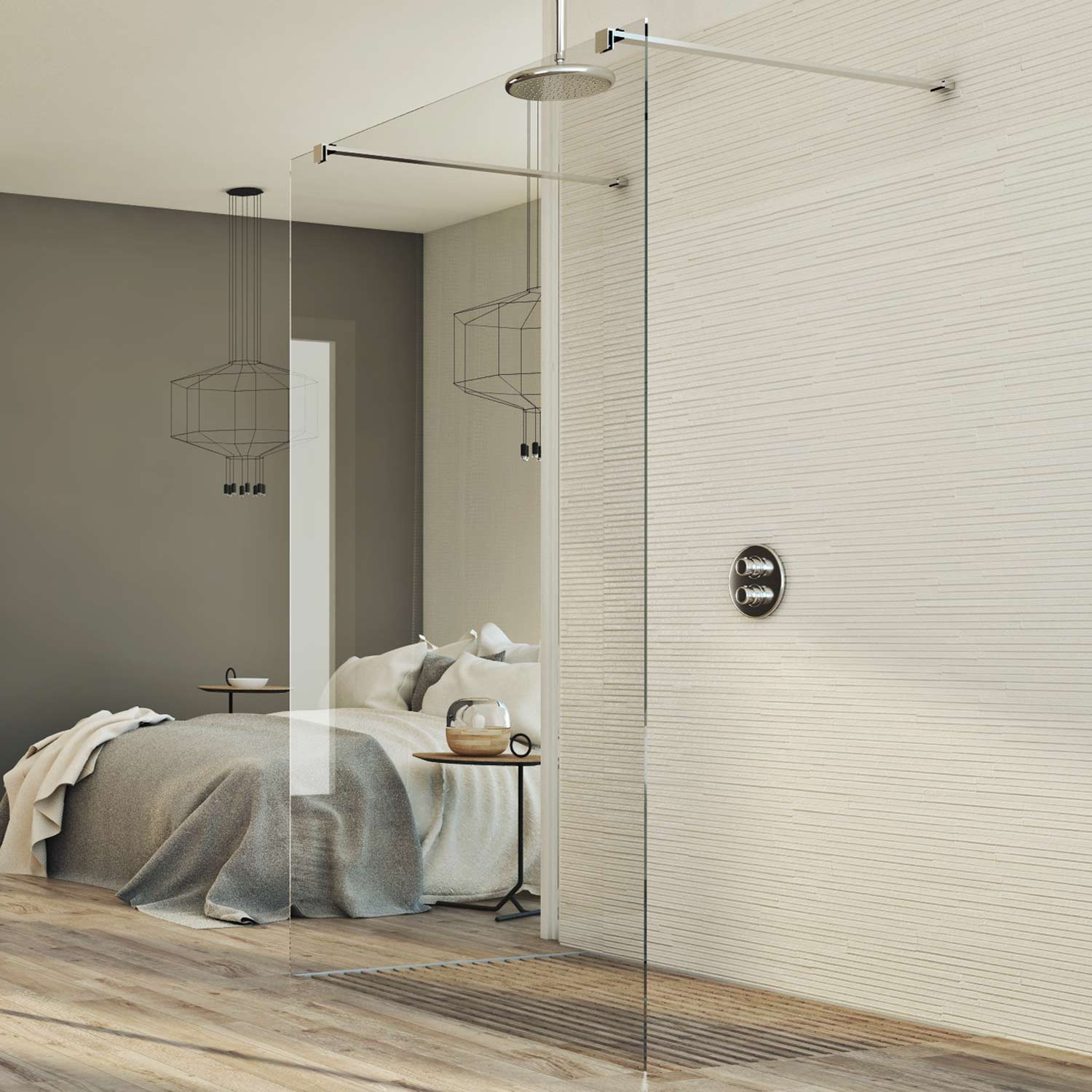 Parete doccia 90 CM in vetro trasparente 8mm mod. Walk in Free H198