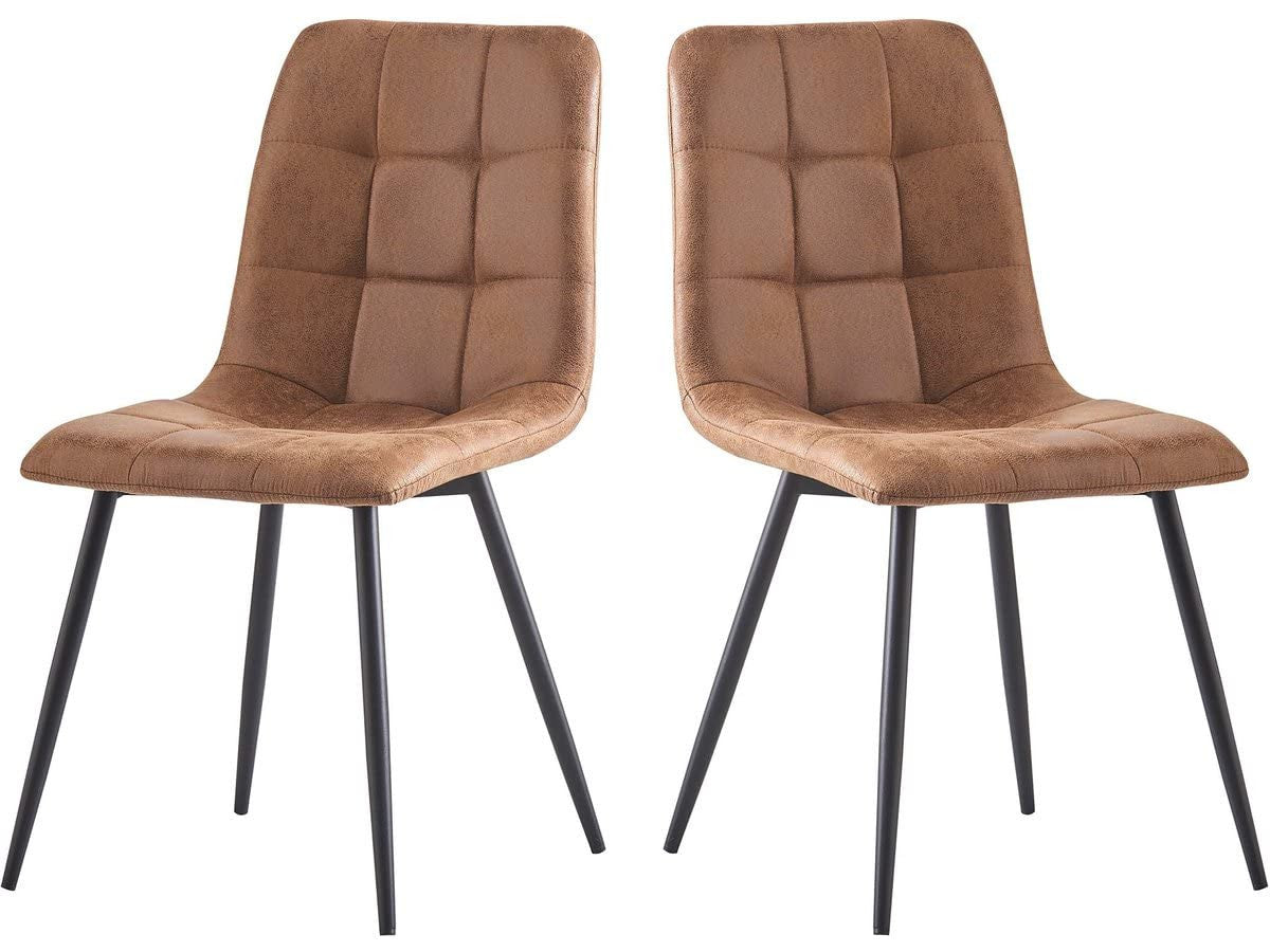 Set 2 Sedie Vintage in Tessuto Marrone per Sala da Pranzo Habitat et Jardin